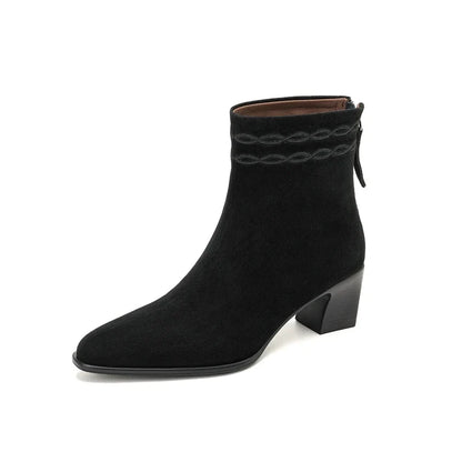 Estelle Suede Square Toe Ankle Boots