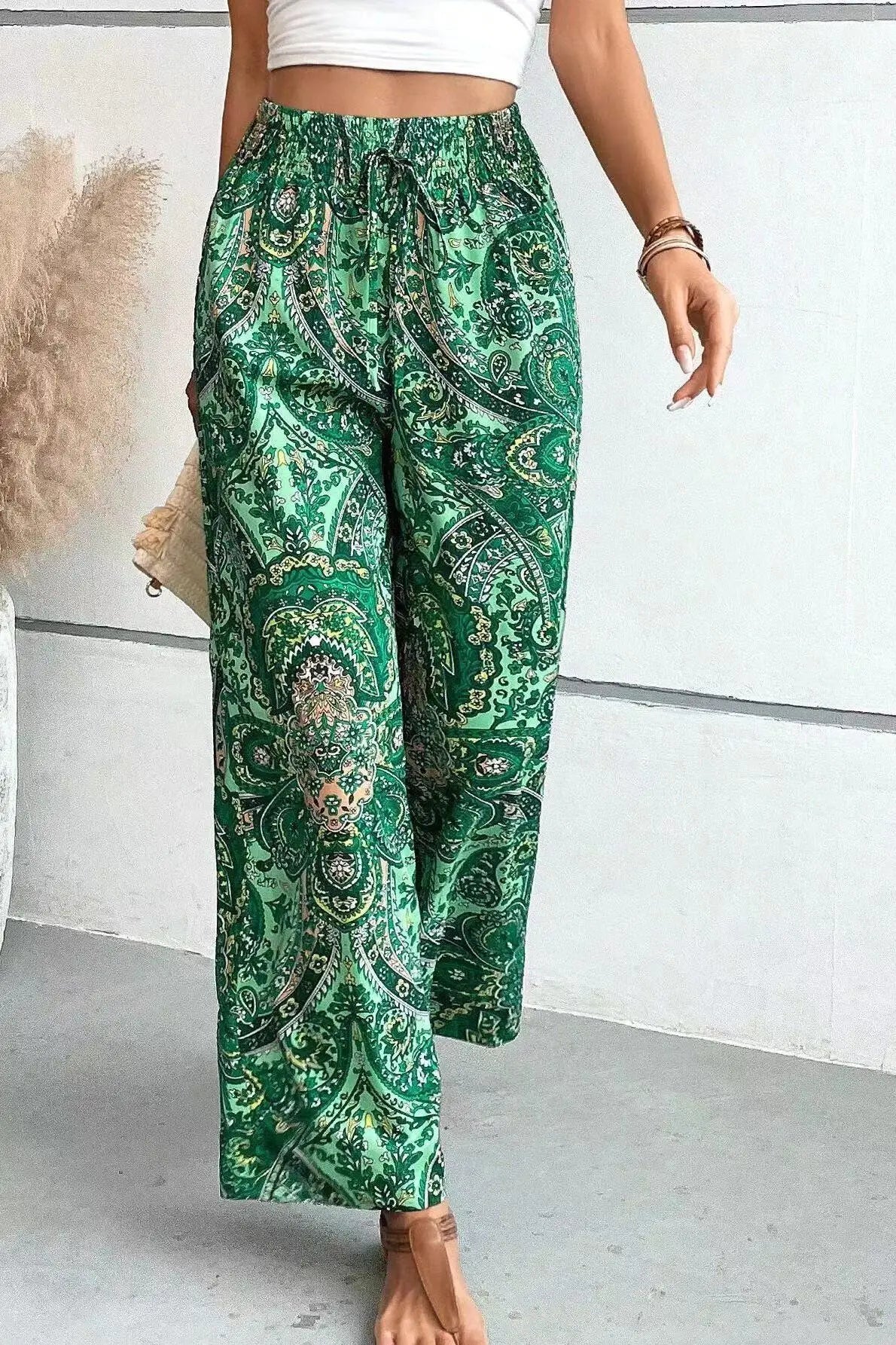 Maeve Vintage Printed Wide-Leg Pants