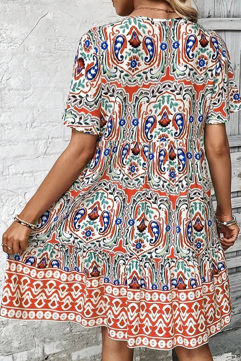 Sabine Boho Floral Mini Dress