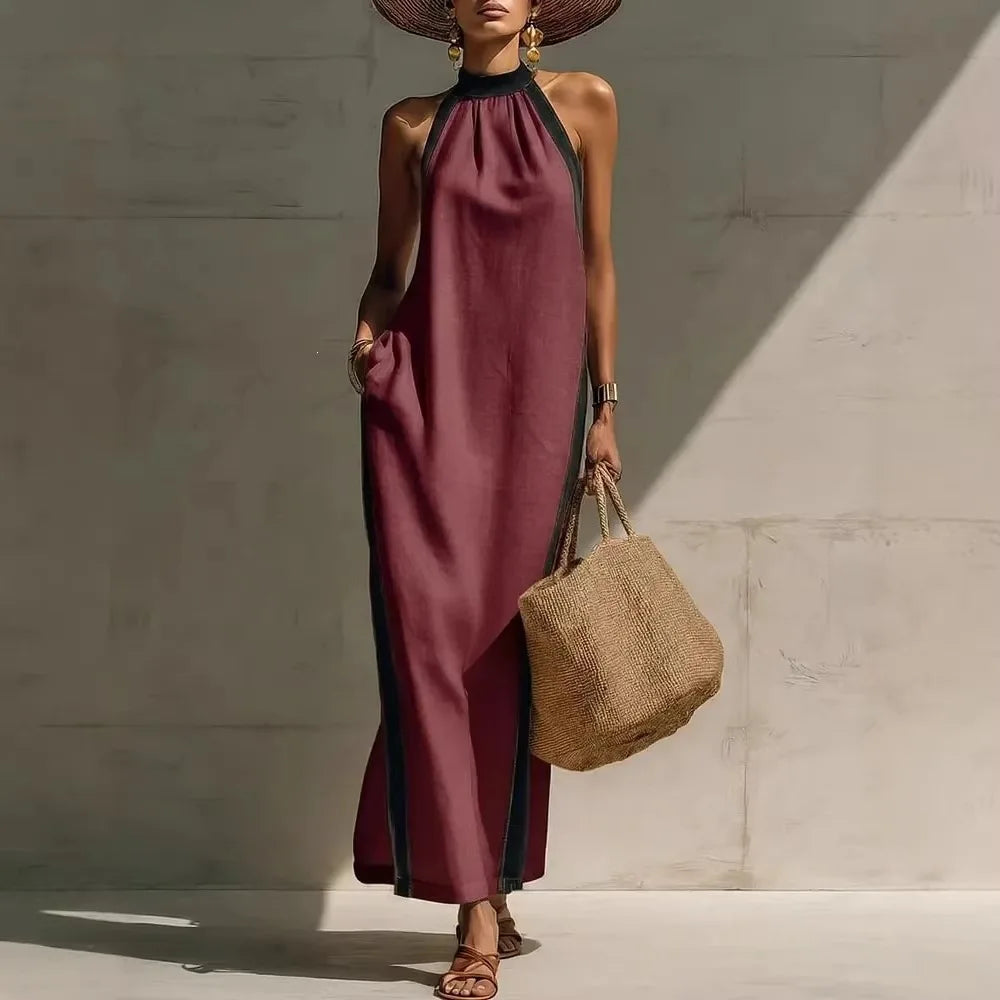 Amelie Halter Neck Maxi Dress