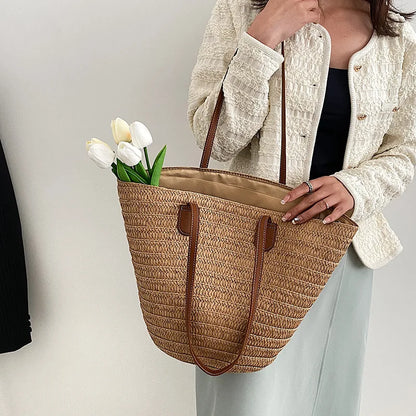 Liora Straw Woven Shoulder Bag