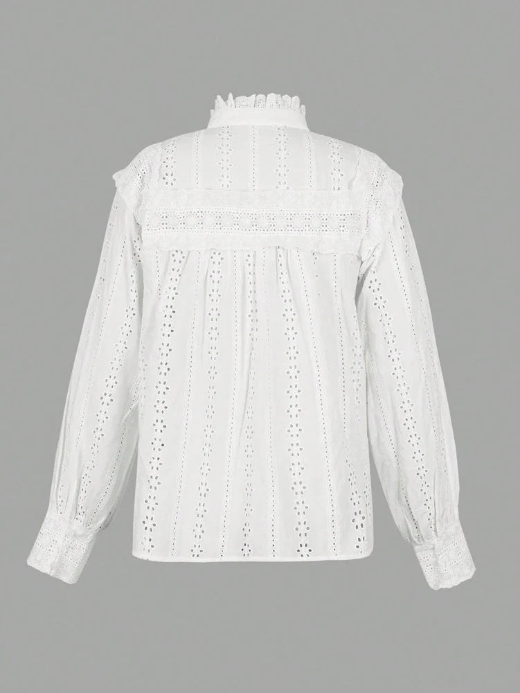 Elena Eyelet Embroidered Long Sleeve Blouse