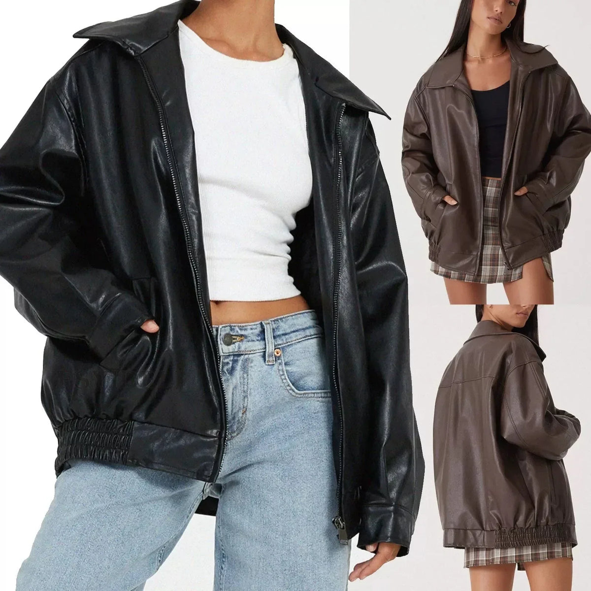 Aurette Oversized Leather Jacket