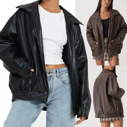 Aurette Oversized Leather Jacket