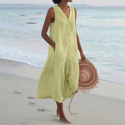Elodie Relaxed V-Neck Midi Dress