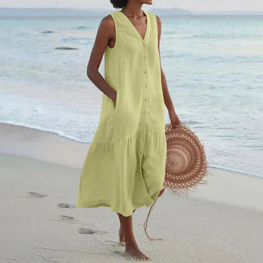 Elodie Relaxed V-Neck Midi Dress