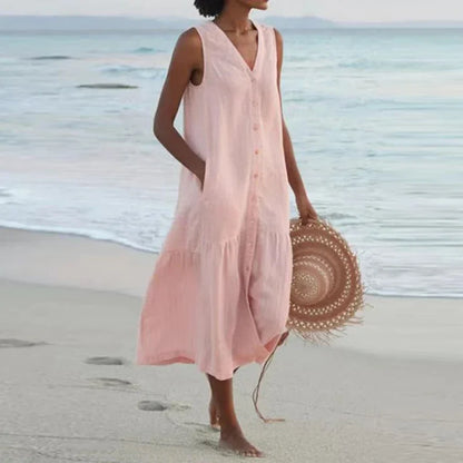 Elodie Relaxed V-Neck Midi Dress
