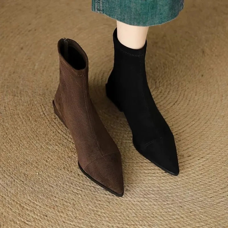 Elara Pointed Toe Faux Suede Boots