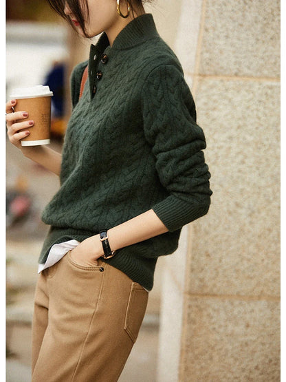 Harlow Button-Up Cashmere Sweater