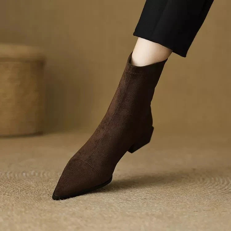 Elara Pointed Toe Faux Suede Boots