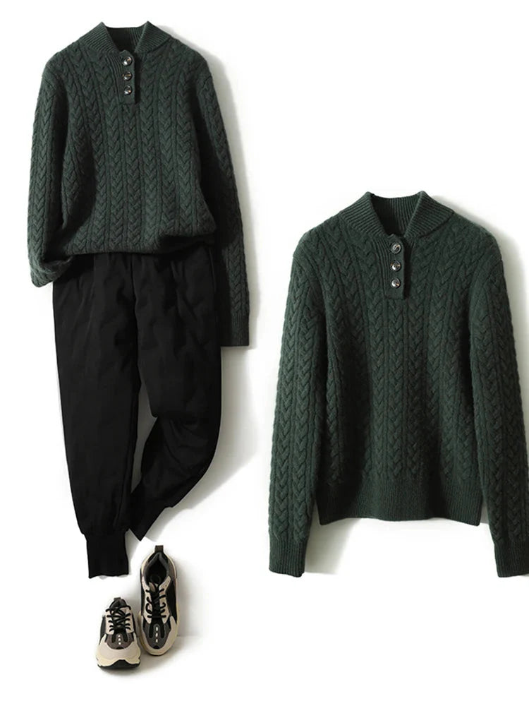 Harlow Button-Up Cashmere Sweater