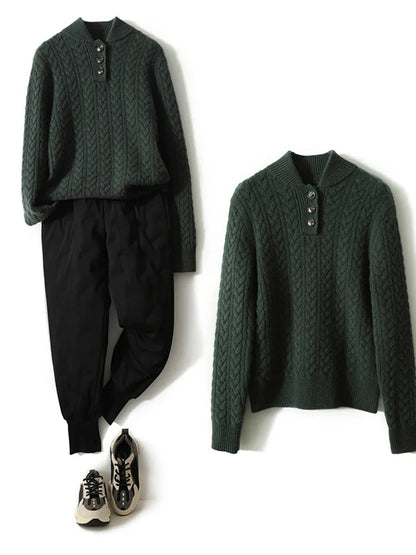 Harlow Button-Up Cashmere Sweater