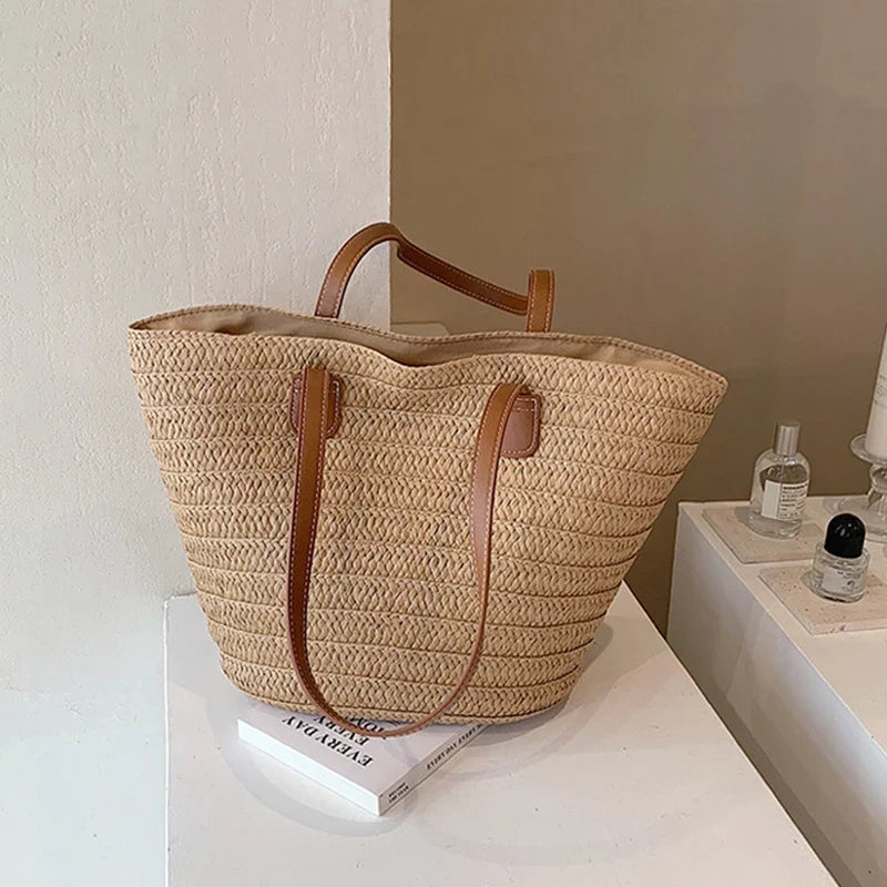 Liora Straw Woven Shoulder Bag