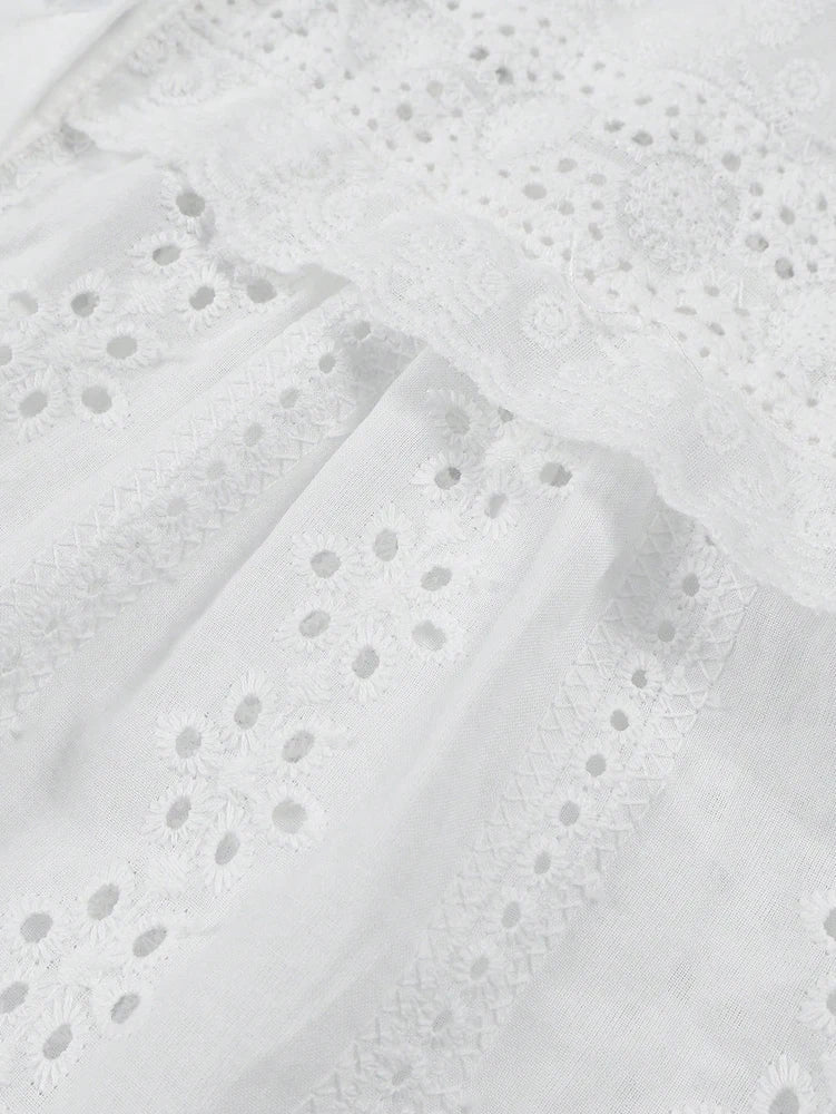 Elena Eyelet Embroidered Long Sleeve Blouse