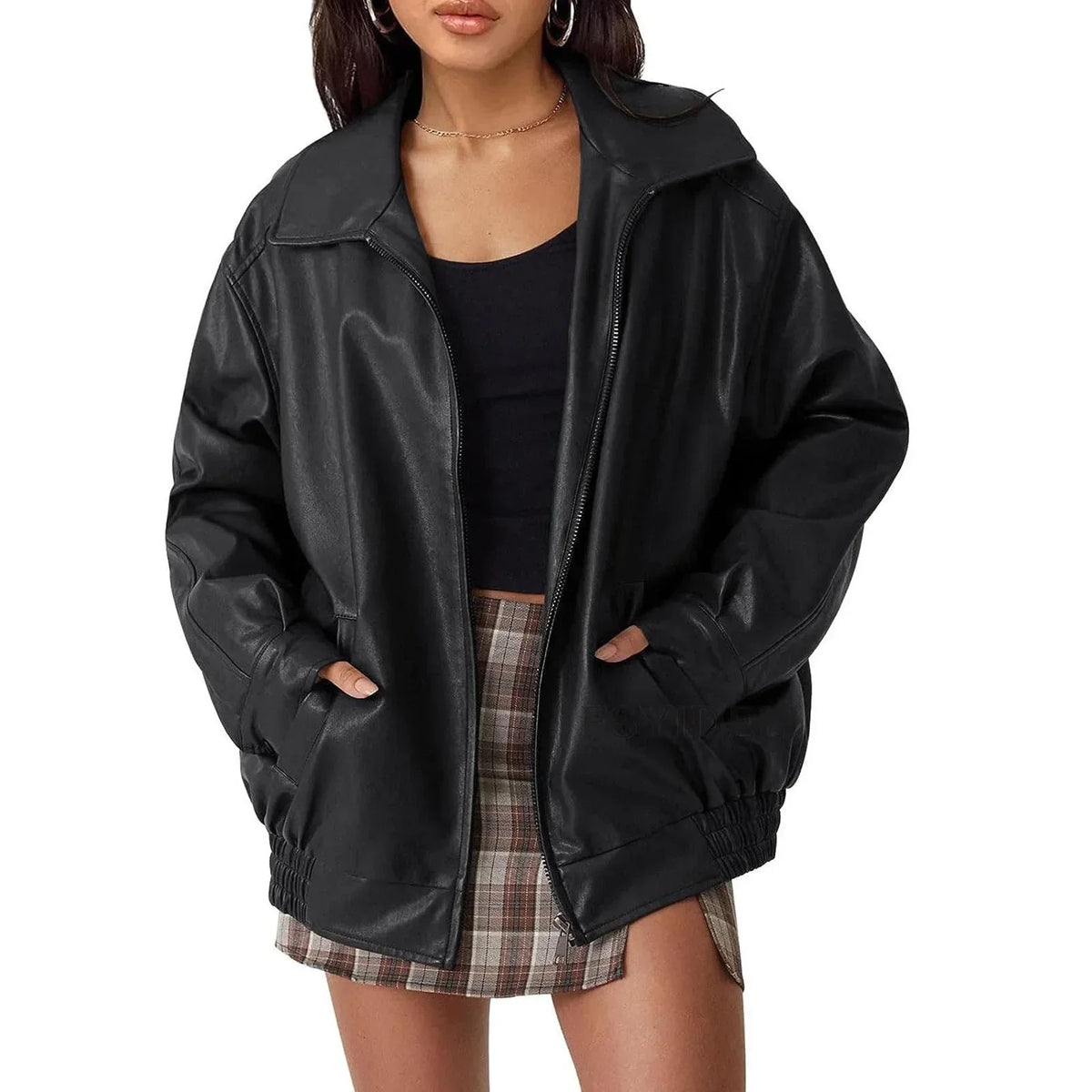 Aurette Oversized Leather Jacket