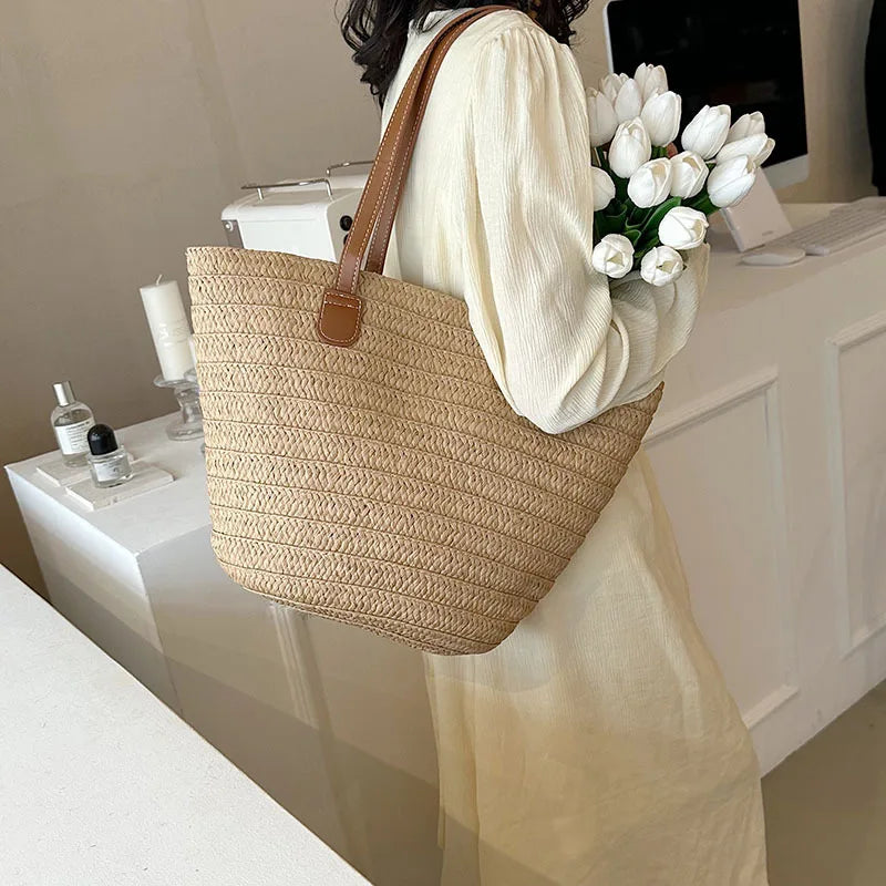 Liora Straw Woven Shoulder Bag