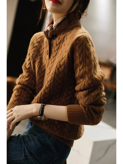 Harlow Button-Up Cashmere Sweater