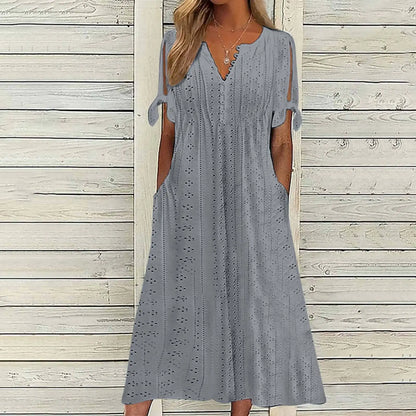 Aurelia V-Neck Eyelet Midi Dress
