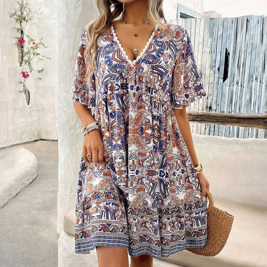 Amara Boho Floral Mini Dress