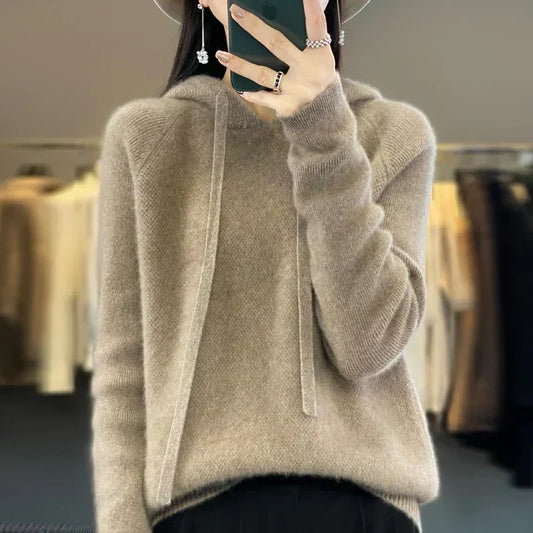 Saskia Hooded Knit Pullover Sweater