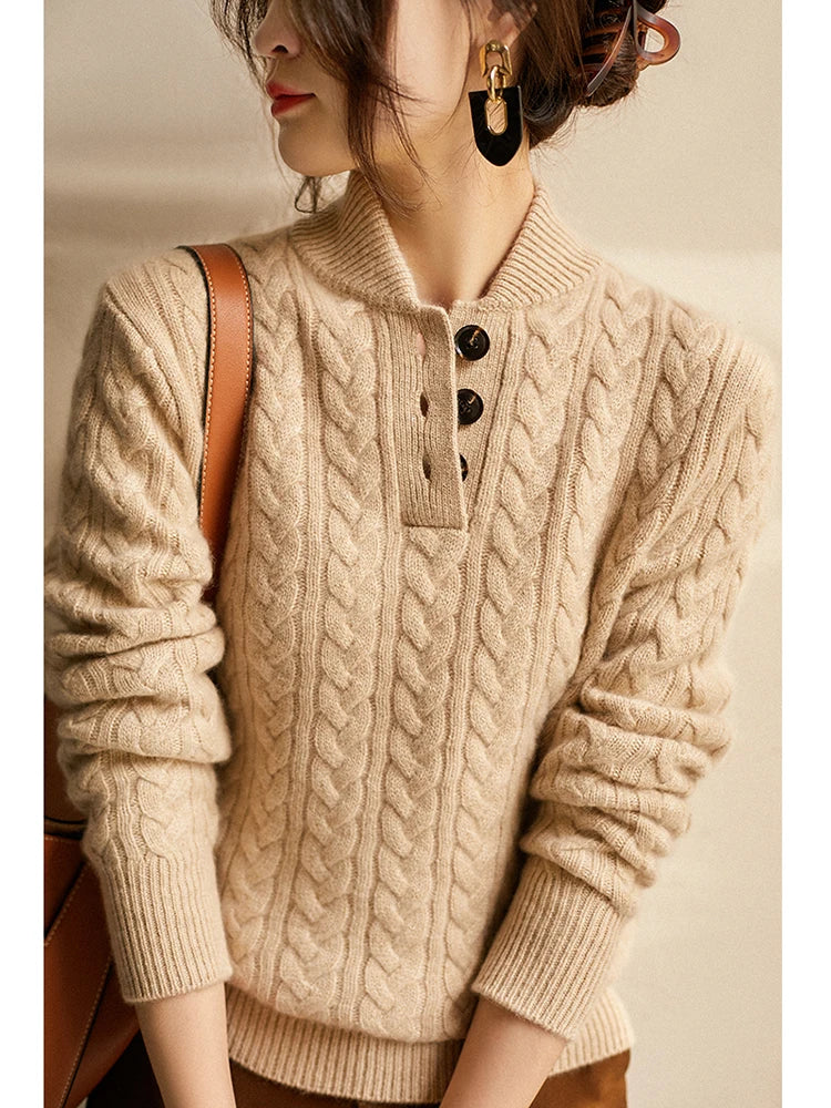 Harlow Button-Up Cashmere Sweater