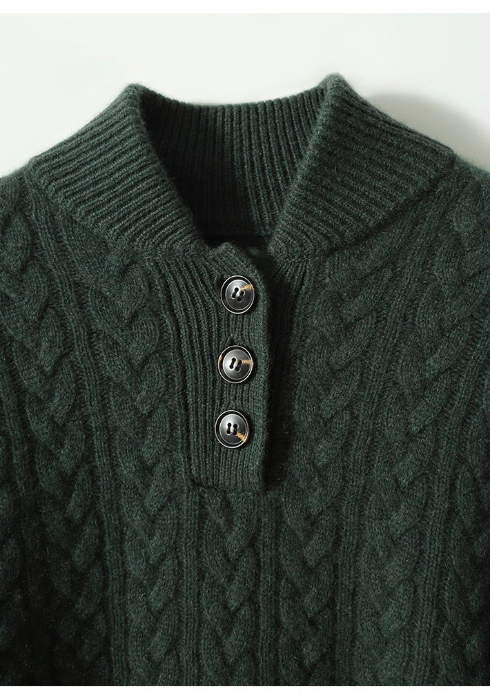 Harlow Button-Up Cashmere Sweater