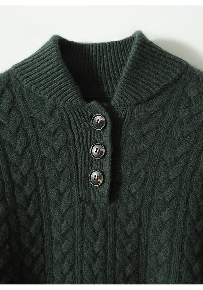 Harlow Button-Up Cashmere Sweater