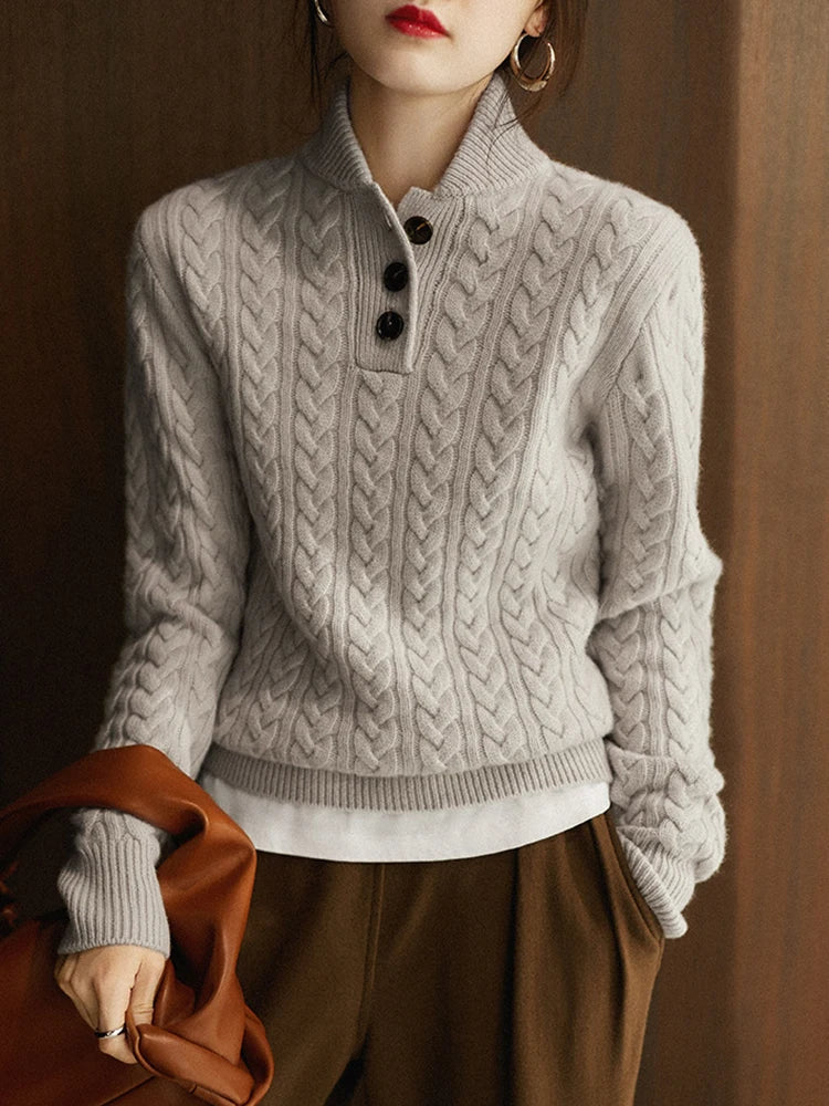 Harlow Button-Up Cashmere Sweater