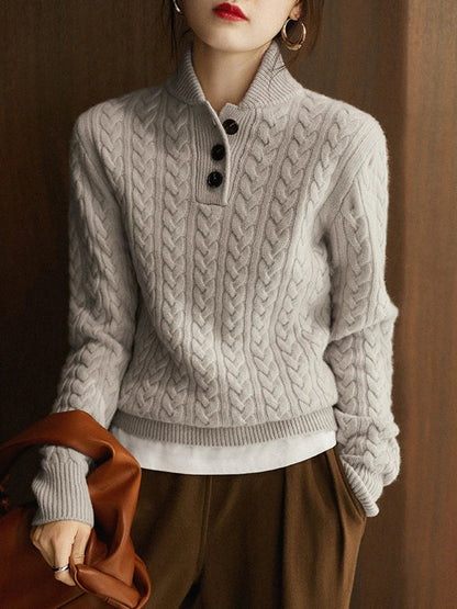 Harlow Button-Up Cashmere Sweater