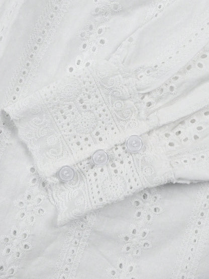 Elena Eyelet Embroidered Long Sleeve Blouse