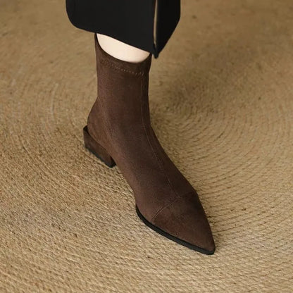 Elara Pointed Toe Faux Suede Boots