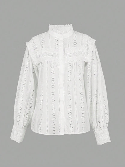 Elena Eyelet Embroidered Long Sleeve Blouse