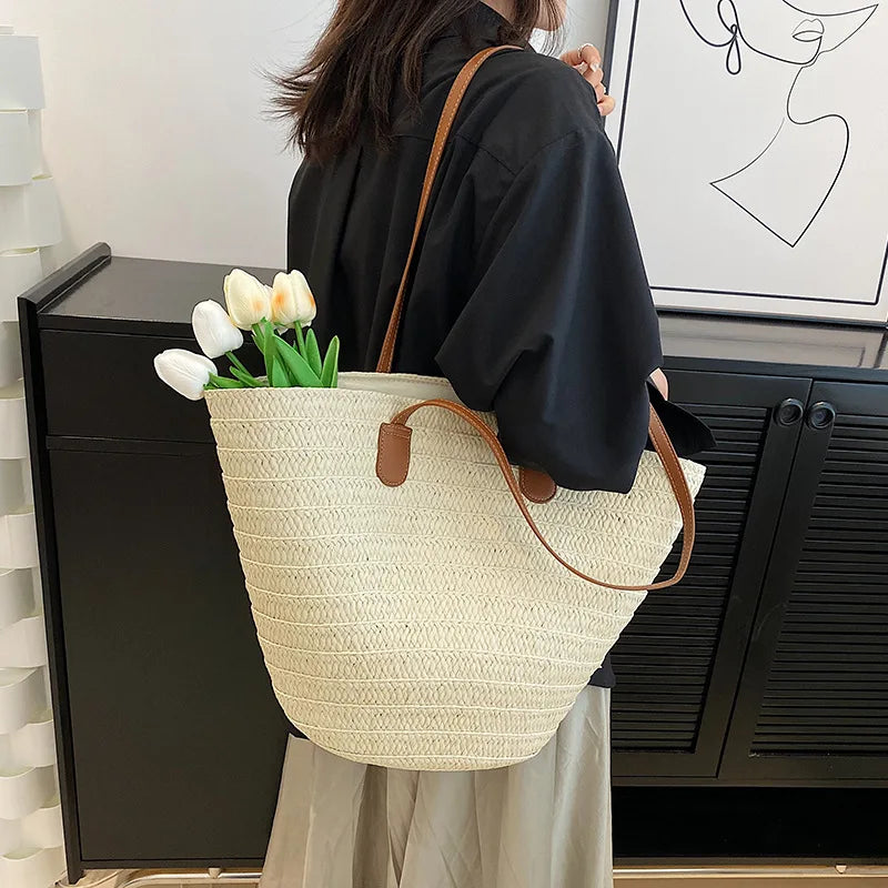Liora Straw Woven Shoulder Bag