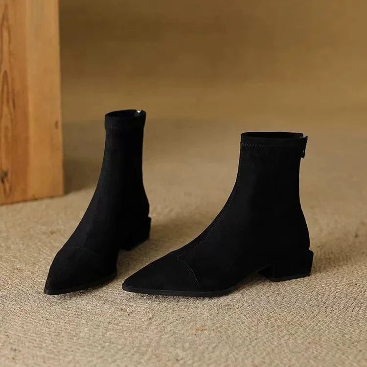 Elara Pointed Toe Faux Suede Boots