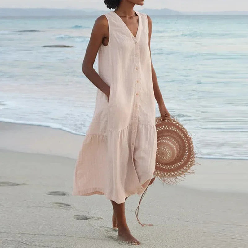 Elodie Relaxed V-Neck Midi Dress