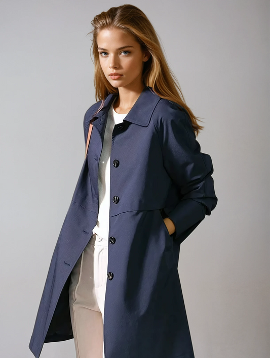 Seraphina Button-Front Trench Coat