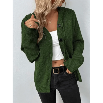 Faye Hooded Button-Front Cardigan