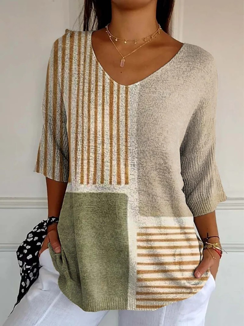 Annalise Abstract Geometric Print Knit Pullover