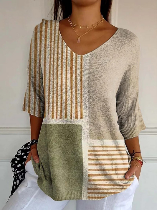 Annalise Abstract Geometric Print Knit Pullover