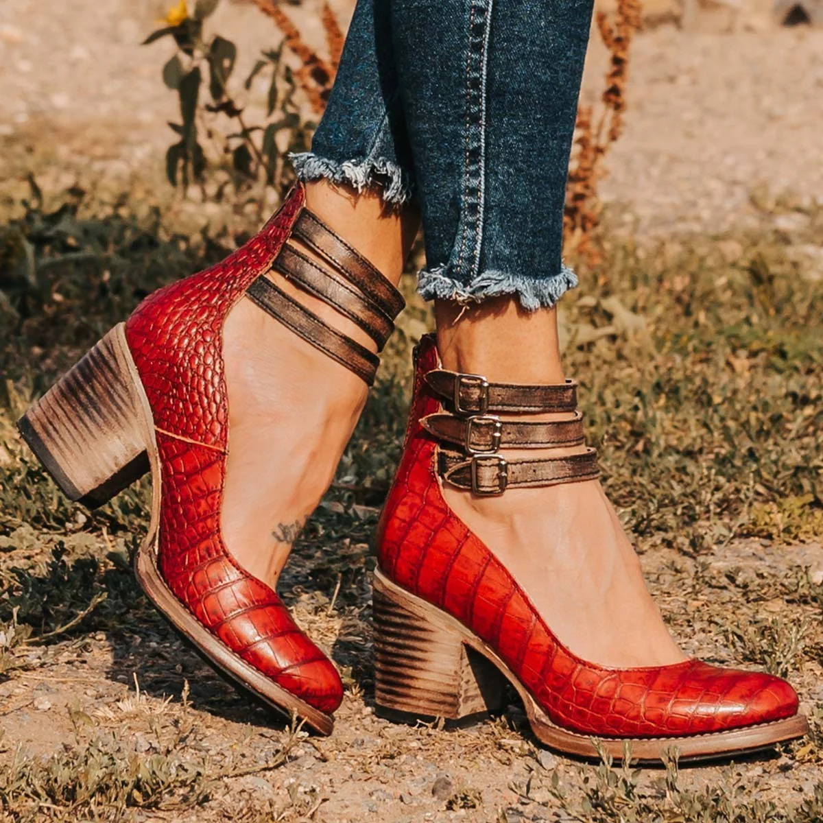 Livia Vintage Ankle Strap Heels