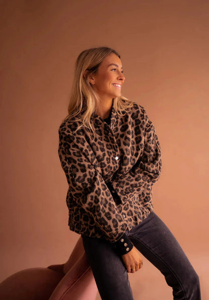 Marcella Leopard Print Bomber Jacket