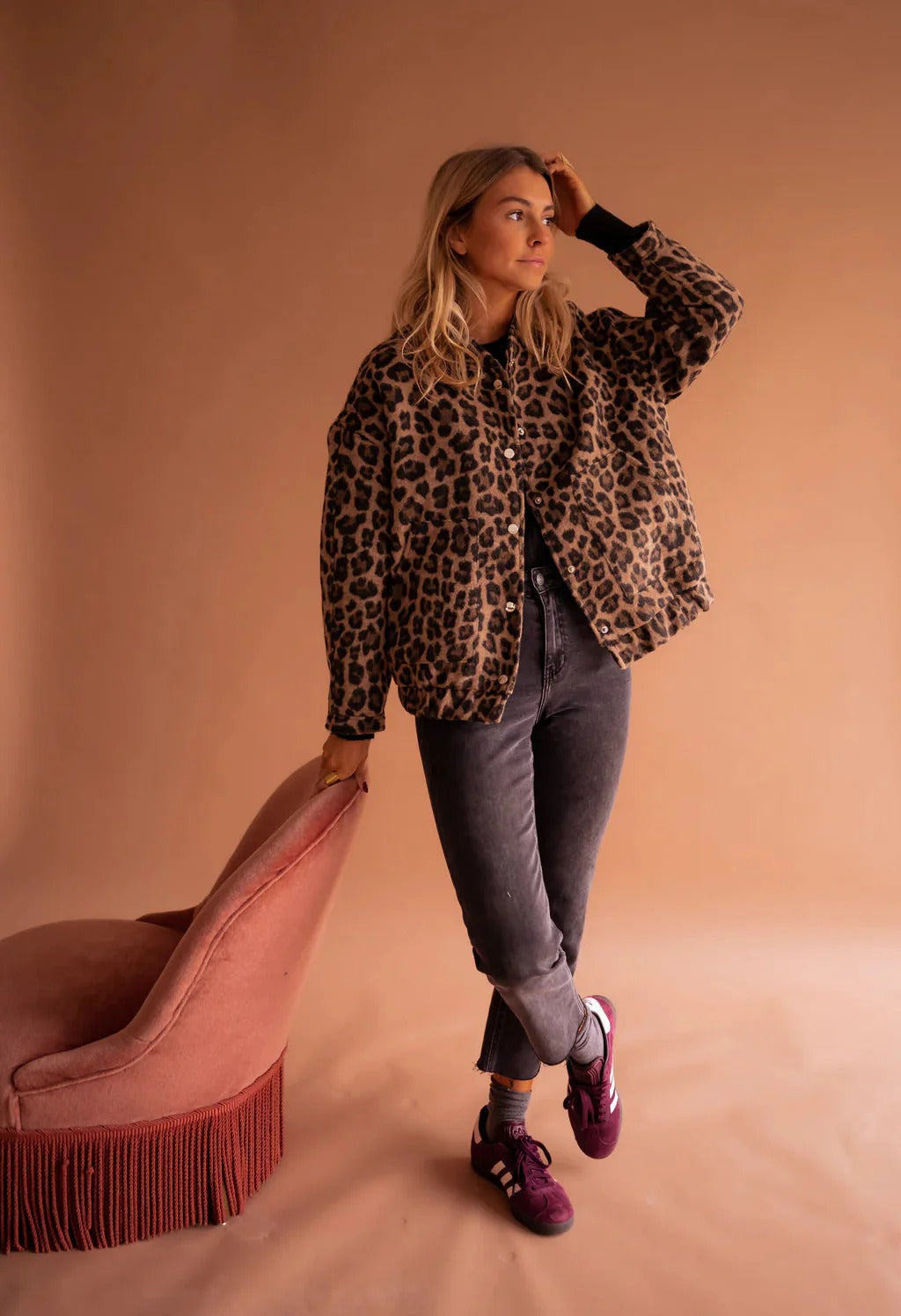 Marcella Leopard Print Bomber Jacket