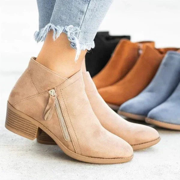 Isolde Suede Block Heel Ankle Boots