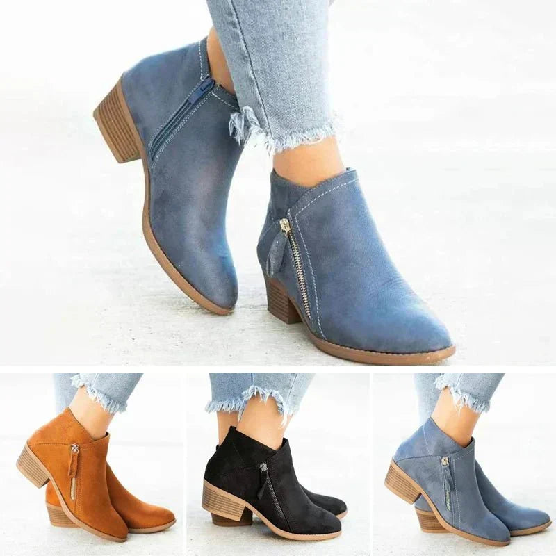 Isolde Suede Block Heel Ankle Boots