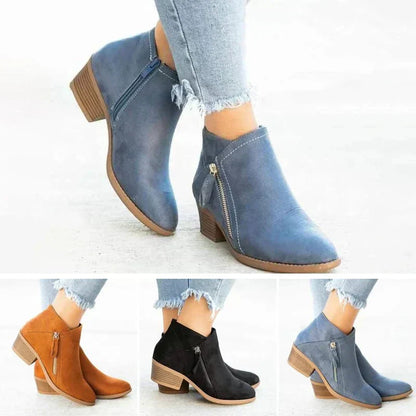 Isolde Suede Block Heel Ankle Boots
