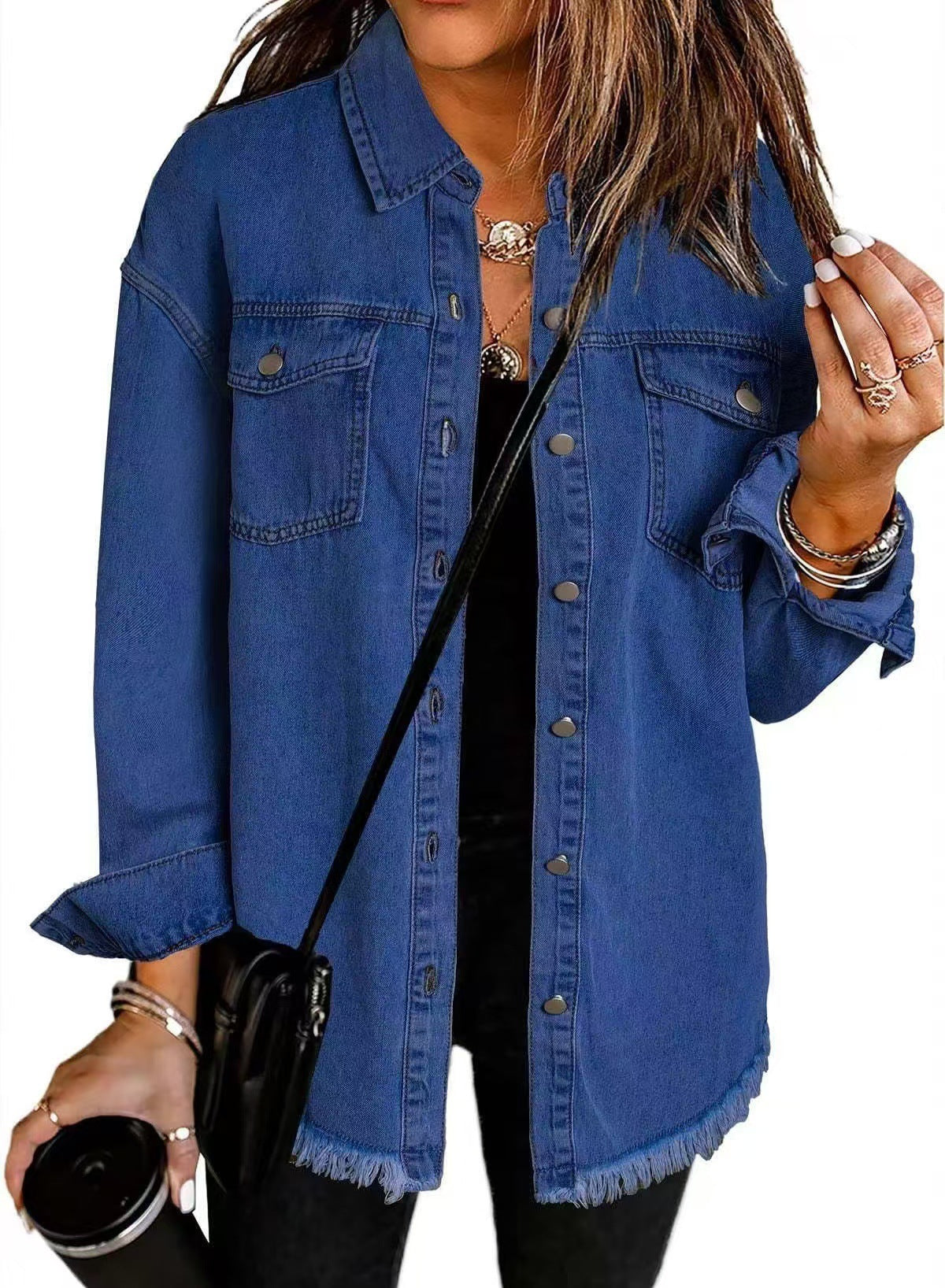 Zaria Frayed Longline Denim Jacket