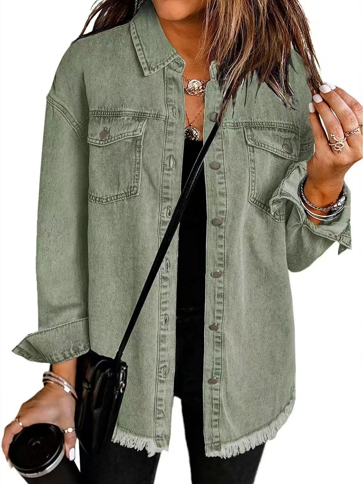 Zaria Frayed Longline Denim Jacket