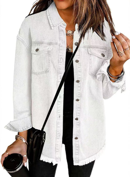 Zaria Frayed Longline Denim Jacket