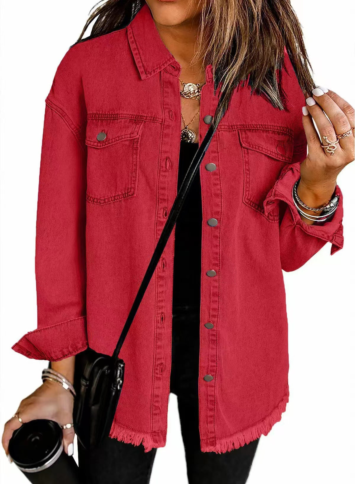 Zaria Frayed Longline Denim Jacket