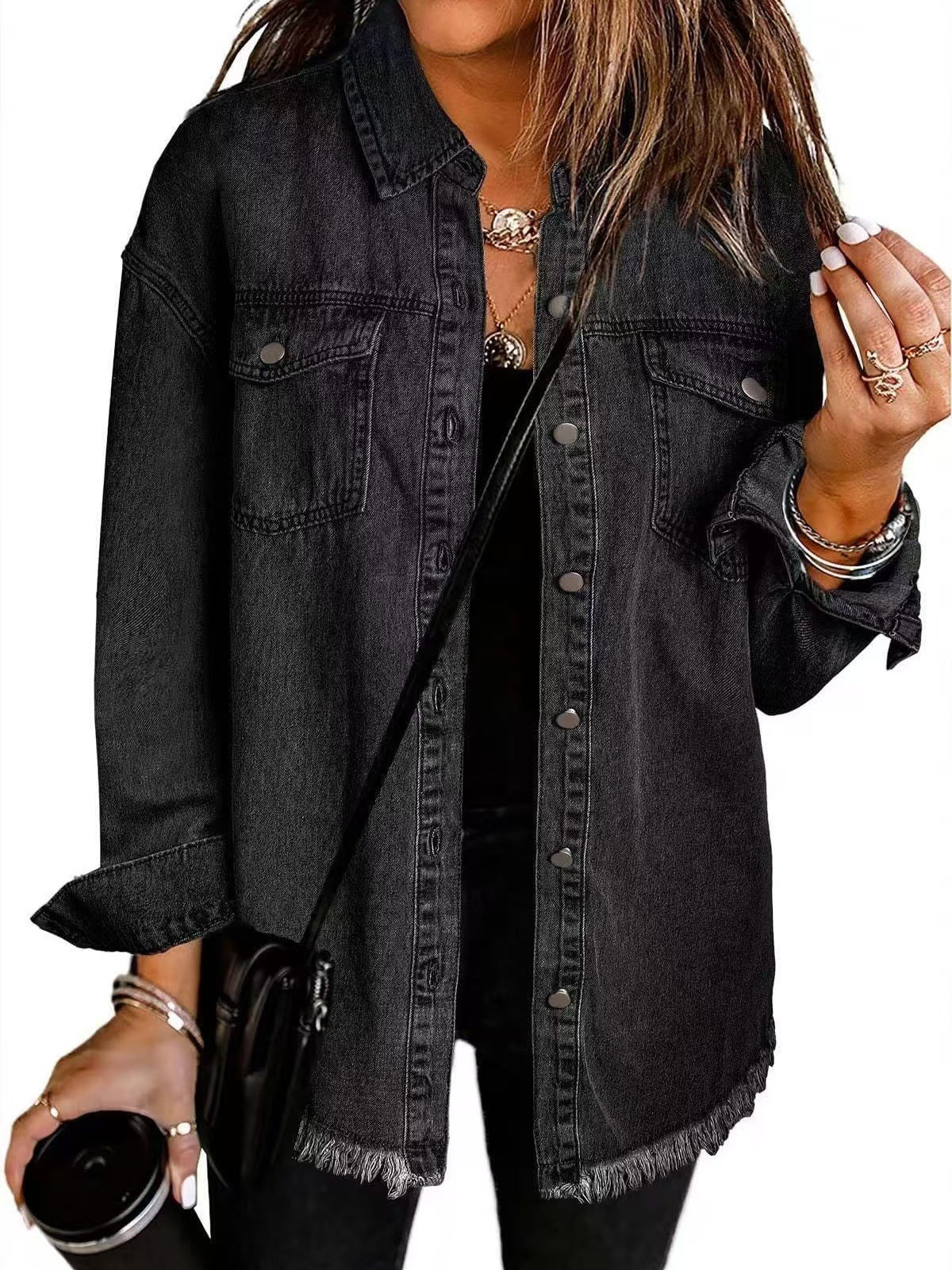 Zaria Frayed Longline Denim Jacket